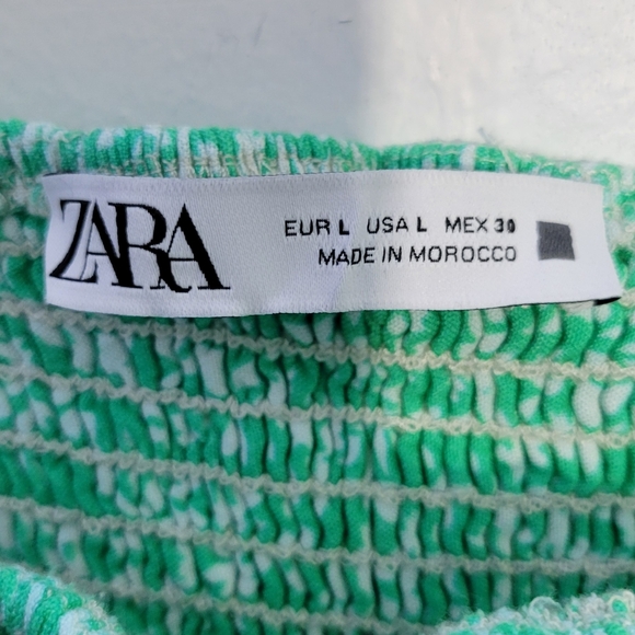 ZARA Women’s Green Floral Baby Doll Dress Size Large - Picture 4 of 4